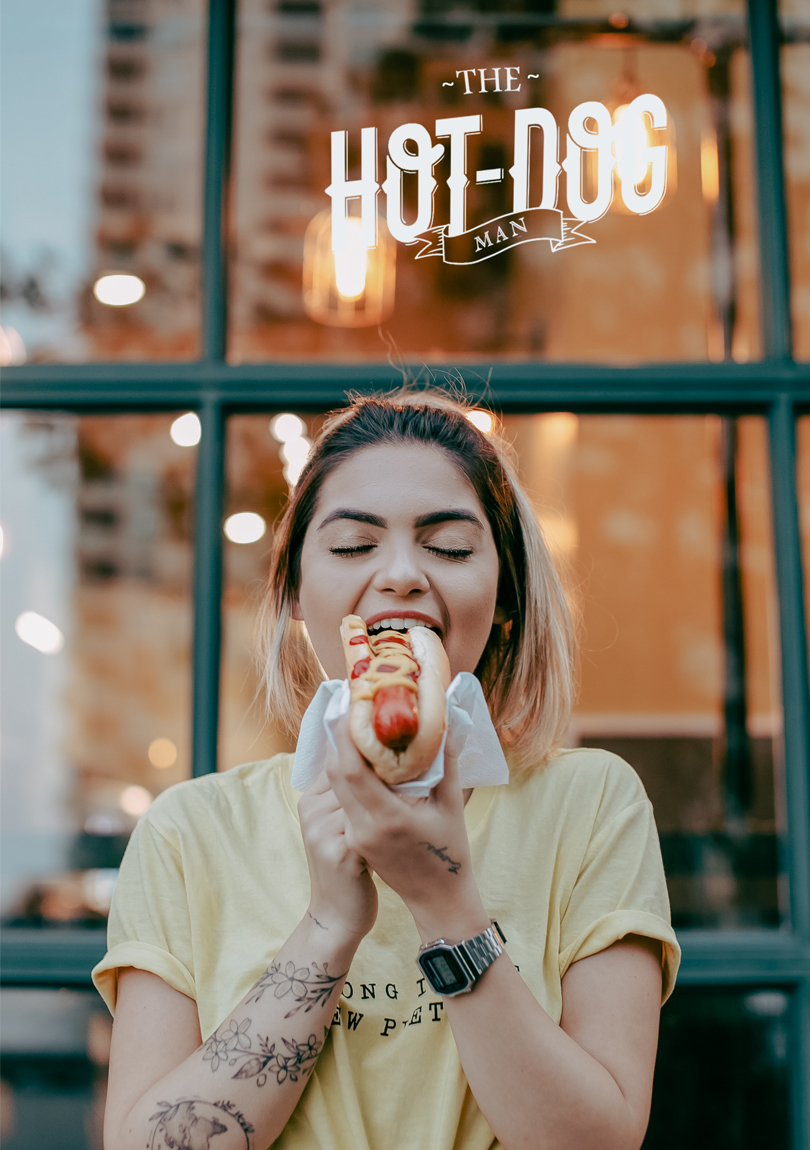 The Hot-dog man logo vitrine